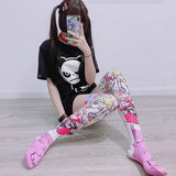 Anime Manga Girls Over Knee Long Stockings Polyester Thin Funny Cartoon Print Japanese Kawaii