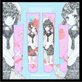 Anime Manga Girls Over Knee Long Stockings Polyester Thin Funny Cartoon Print Japanese Kawaii