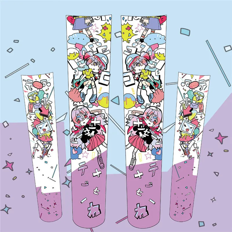 Anime Manga Girls Over Knee Long Stockings Polyester Thin Funny Cartoon Print Japanese Kawaii